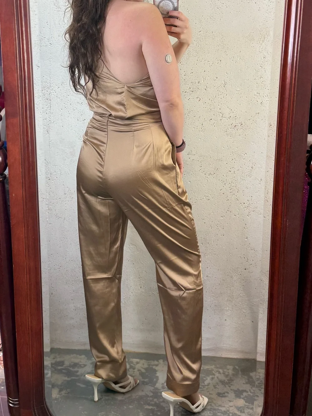 MARBLE Bronze Satin SET Top and Pleated Trouser Pants NEW Size Small